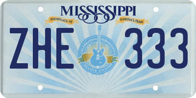 MS license plate ZHE333