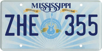 MS license plate ZHE355