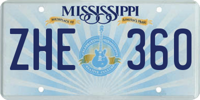 MS license plate ZHE360