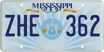MS license plate ZHE362