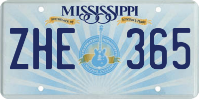 MS license plate ZHE365