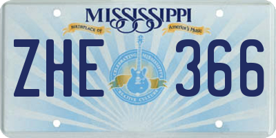 MS license plate ZHE366