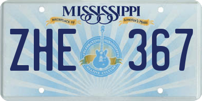 MS license plate ZHE367