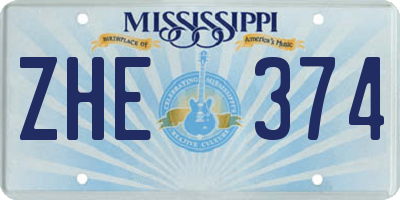 MS license plate ZHE374