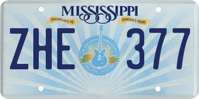 MS license plate ZHE377