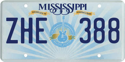 MS license plate ZHE388