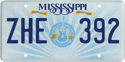 MS license plate ZHE392