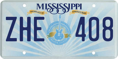 MS license plate ZHE408