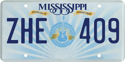 MS license plate ZHE409