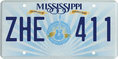MS license plate ZHE411