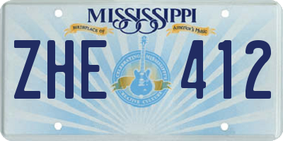 MS license plate ZHE412