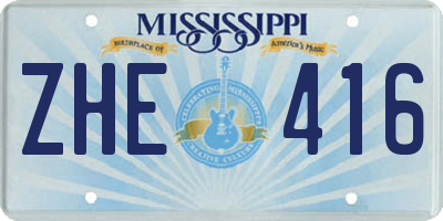 MS license plate ZHE416