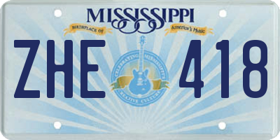 MS license plate ZHE418