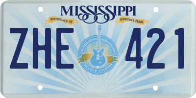 MS license plate ZHE421