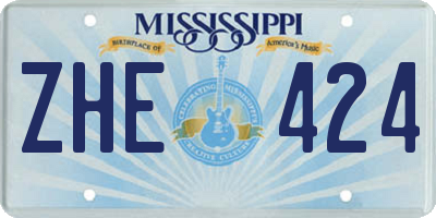MS license plate ZHE424