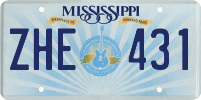MS license plate ZHE431