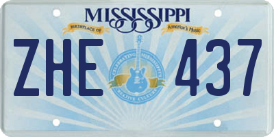 MS license plate ZHE437