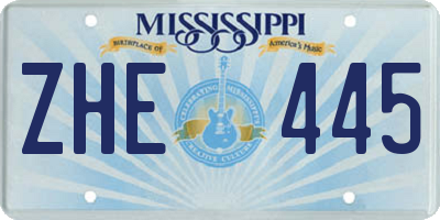 MS license plate ZHE445