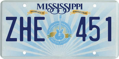 MS license plate ZHE451