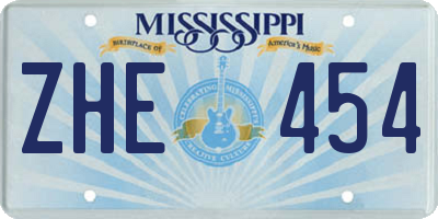 MS license plate ZHE454