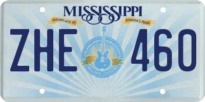 MS license plate ZHE460
