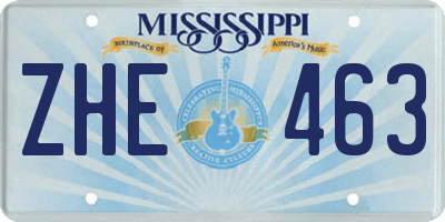 MS license plate ZHE463
