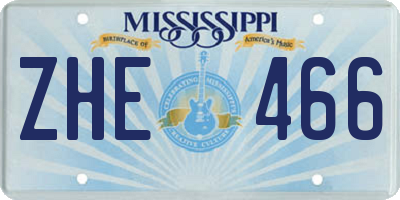 MS license plate ZHE466