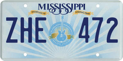 MS license plate ZHE472