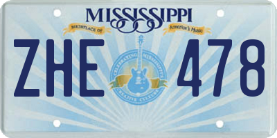 MS license plate ZHE478