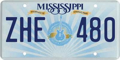 MS license plate ZHE480