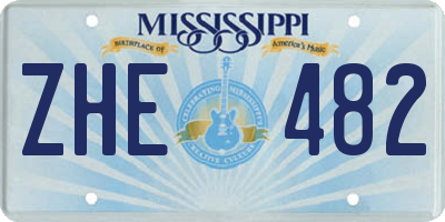 MS license plate ZHE482