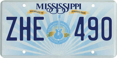 MS license plate ZHE490