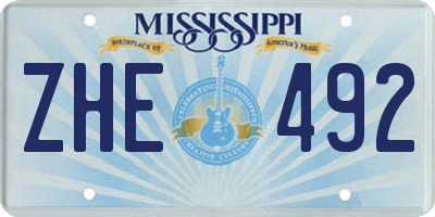 MS license plate ZHE492