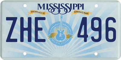 MS license plate ZHE496