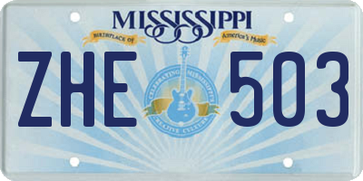 MS license plate ZHE503