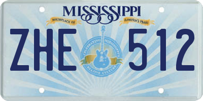 MS license plate ZHE512