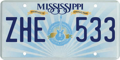 MS license plate ZHE533