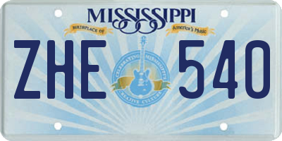 MS license plate ZHE540