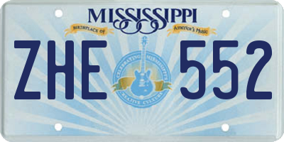 MS license plate ZHE552
