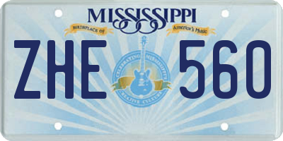 MS license plate ZHE560