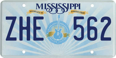 MS license plate ZHE562