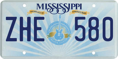 MS license plate ZHE580