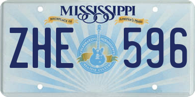 MS license plate ZHE596