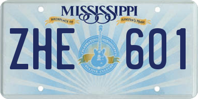 MS license plate ZHE601