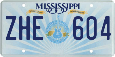 MS license plate ZHE604