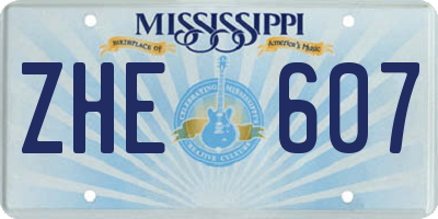 MS license plate ZHE607