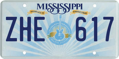 MS license plate ZHE617