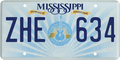 MS license plate ZHE634