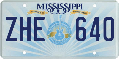 MS license plate ZHE640