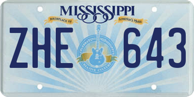 MS license plate ZHE643